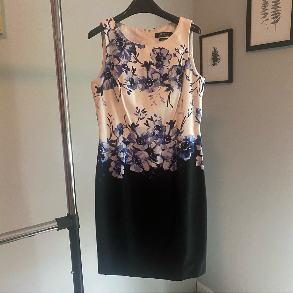 Ralph Lauren Blue & White Floral Sheath Dress